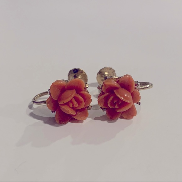 Rose Screw Back Earrings - Picture 3 of 3